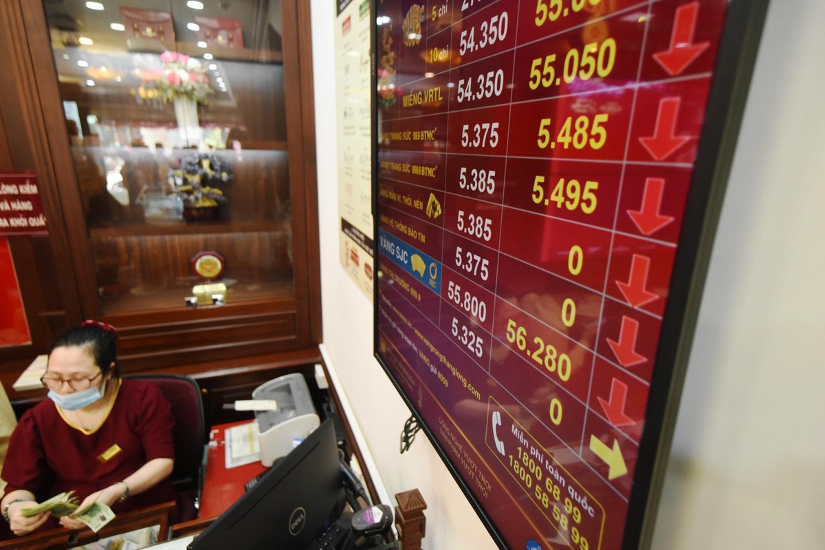 Mở cửa sáng nay, giá vàng SJC được niêm yết ở mức 56,05 triệu đồng/lượng (mua vào) và 56,50 triệu đồng/lượng (bán ra), sau đó giảm nhẹ. Theo tính toán, giá vàng SJC vẫn đắt hơn 7 triệu đồng/lượng so với giá vàng thế giới.