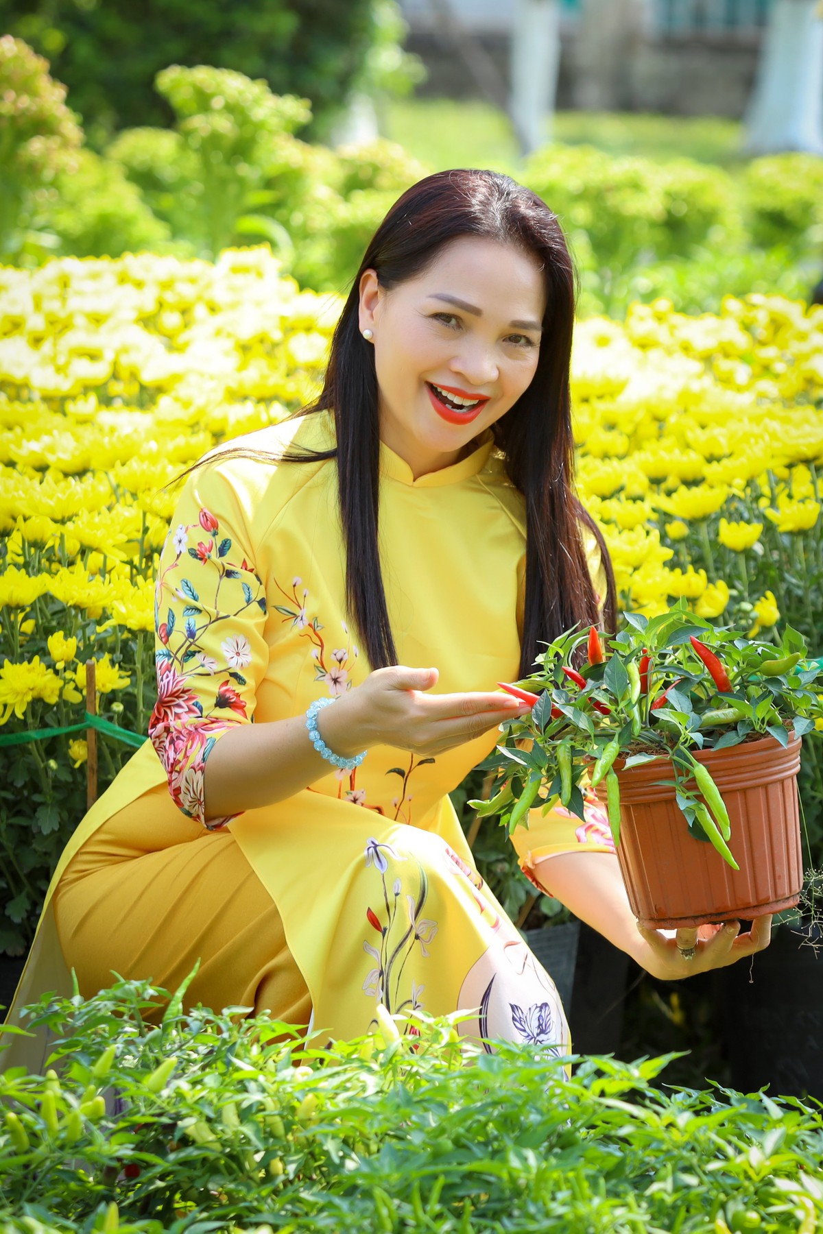 Tiếp viên trưởng Vũ Kim Cúc rất yêu những khoảnh khắc đón xuân về.