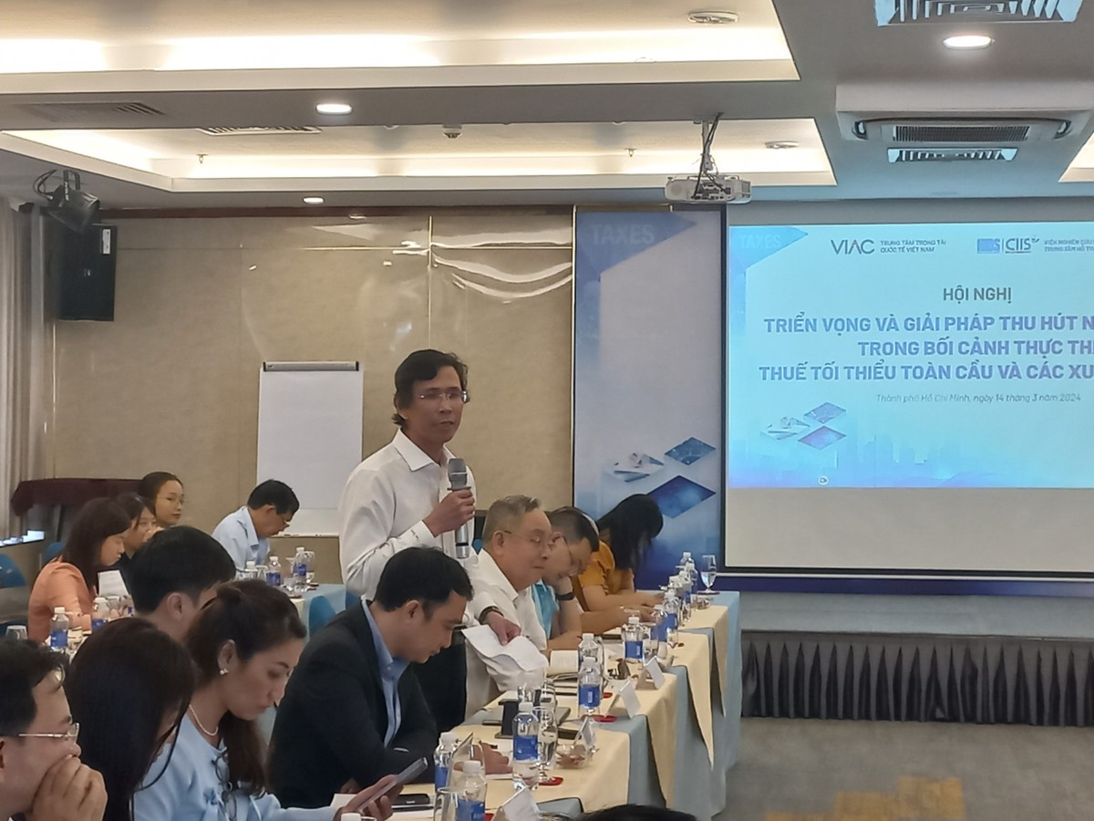 Ông Nguyễn Anh Thi, Trưởng ban quản lý Khu Công nghệ cao TP HCM tại Hội nghị "Triển vọng và giải pháp thu hút nhà đầu tư trong bối cảnh thực thi thuế tối thiểu toàn cầu và các xu hướng mới"