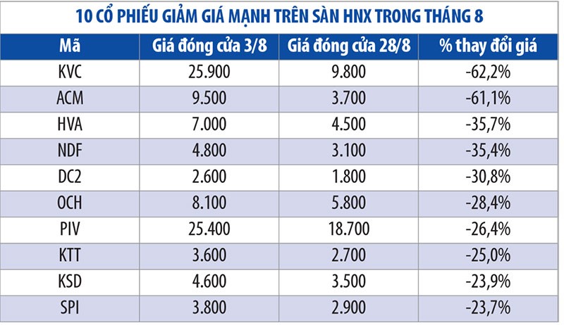 Những cổ phiếu biến động mạnh nhất tháng 8 ảnh 4