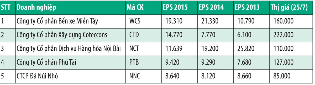 Mục sở thị những cổ phiếu có EPS khủng trong 6 tháng ảnh 1