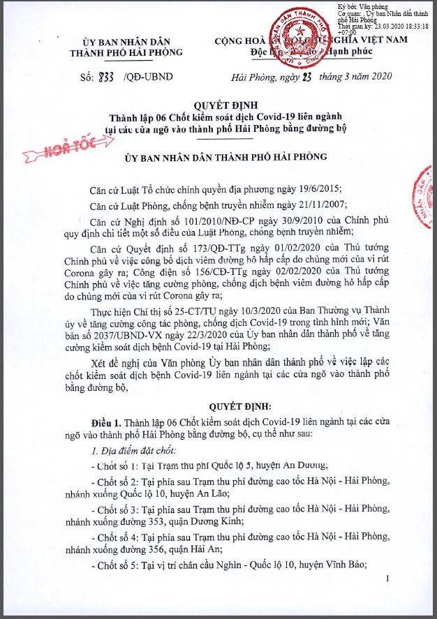 Hải Phòng chặn Covid-19 từ 6 chốt tại các cửa ngõ thành phố ảnh 1