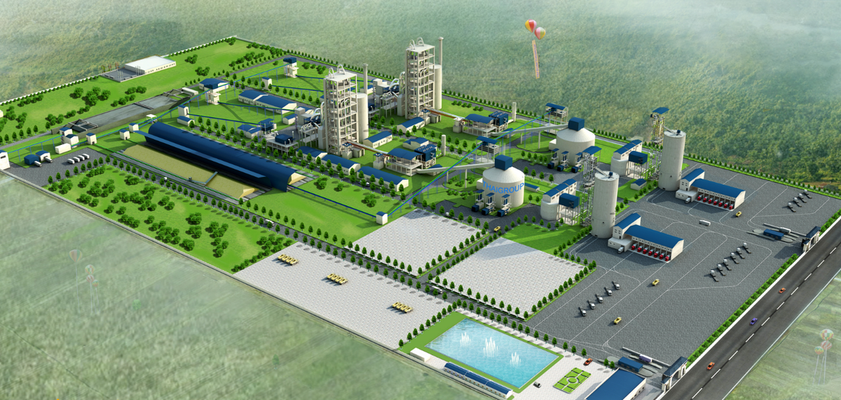 Phối cảnh tổng thể Nhà máy Xi măng Minh Tâm