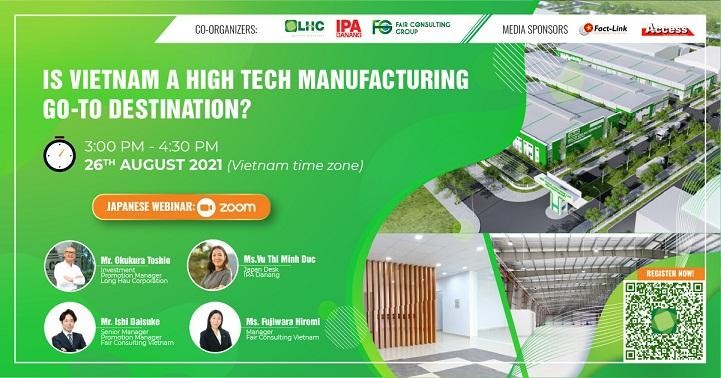 Hội thảo xúc tiến đầu tư của doanh nghiệp Nhật vào Khu công nghệ cao Đà Nẵng sẽ được tổ chức vào ngày 26/8.