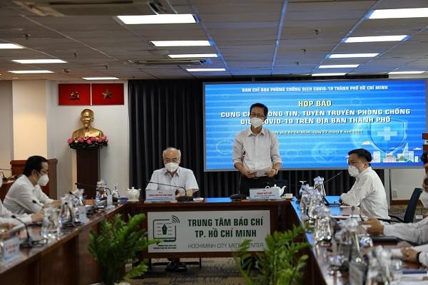 Phó Ban chỉ đạo Phạm Đức Hải phát biểu tại họp báo. (Ảnh: TTBC TP.HCM)