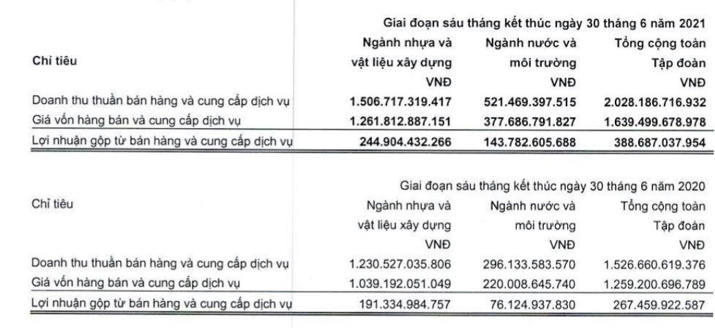 Cơ cấu doanh thu và lợi nhuận gộp tại Nhựa Đồng Nai