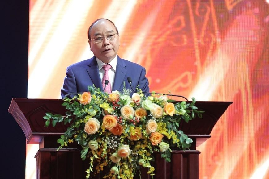 Chủ tịch nước Nguyễn Xuân Phúc nhấn mạnh, hơn 96 năm qua, nền báo chí nước ta đã có sự phát triển vượt bậc (Ảnh: TTXVN)