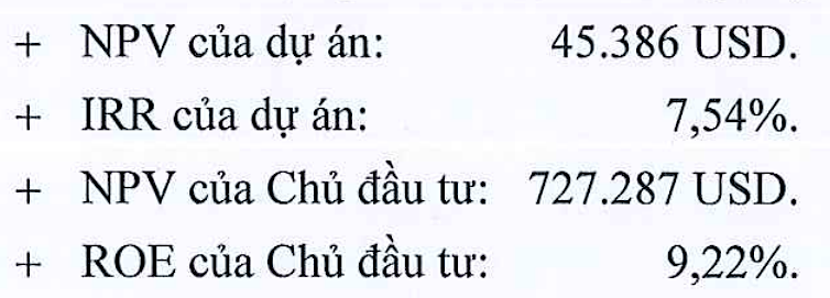 Các chỉ tiêu tối thiểu của Dự án đầu tư mua tàu chở dầu/hoá chất số 2.