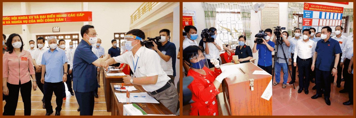 Chủ tịch Quốc hội Vương Đình Huệ kiểm tra công tác bầu cử ở tâm dịch Covid-19 Bắc Ninh và Bắc Giang.