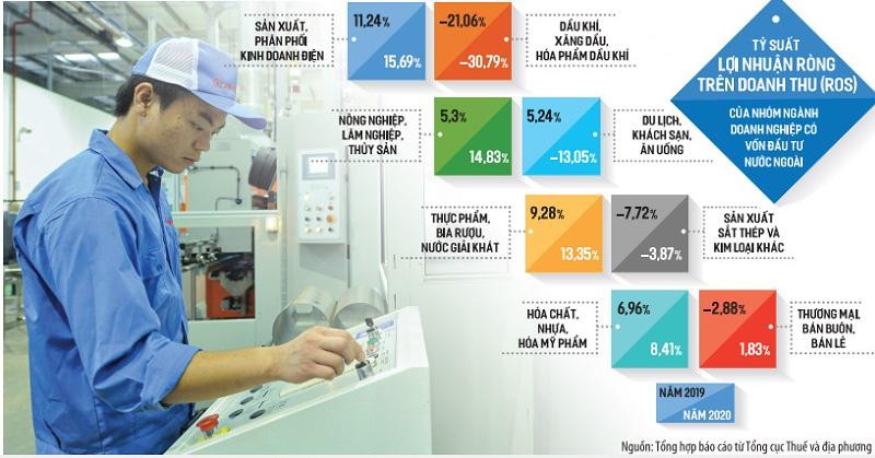 Khả năng sinh lợi theo lĩnh vực, nhóm ngành kinh doanh của khối doanh nghiệp có vốn đầu tư nước ngoài tại Việt Nam chịu tác động rất lớn từ các chính sách của nước sở tại cùng những thay đổi của tình hình thế giới và khu vực.