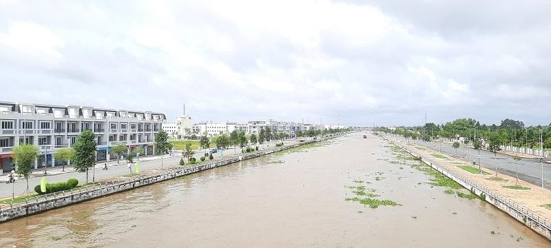 Khu đô thị hiện đại nằm bên dòng kênh xáng Xà No (TP. Vị Thanh, tỉnh Hậu Giang)