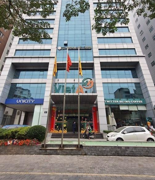 Trụ sở Công ty cổ phần Tập đoàn Đầu tư Thương mại Công nghiệp Việt Á, tại số 9, phố Duy Tân, Cầu Giấy, Hà Nội.