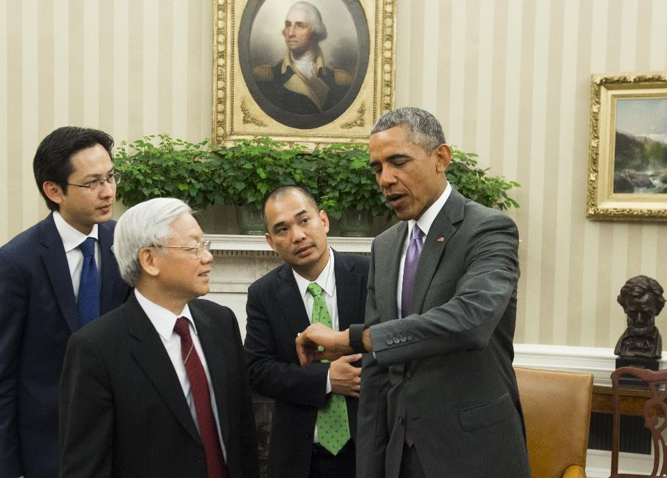 Ông Phạm Tuấn Anh phiên dịch cho Tổng thống Obama trong chuyến thăm lịch sử của Tổng Bí thư Nguyễn Phú Trọng tới Hoa Kỳ hồi tháng 7/2015.