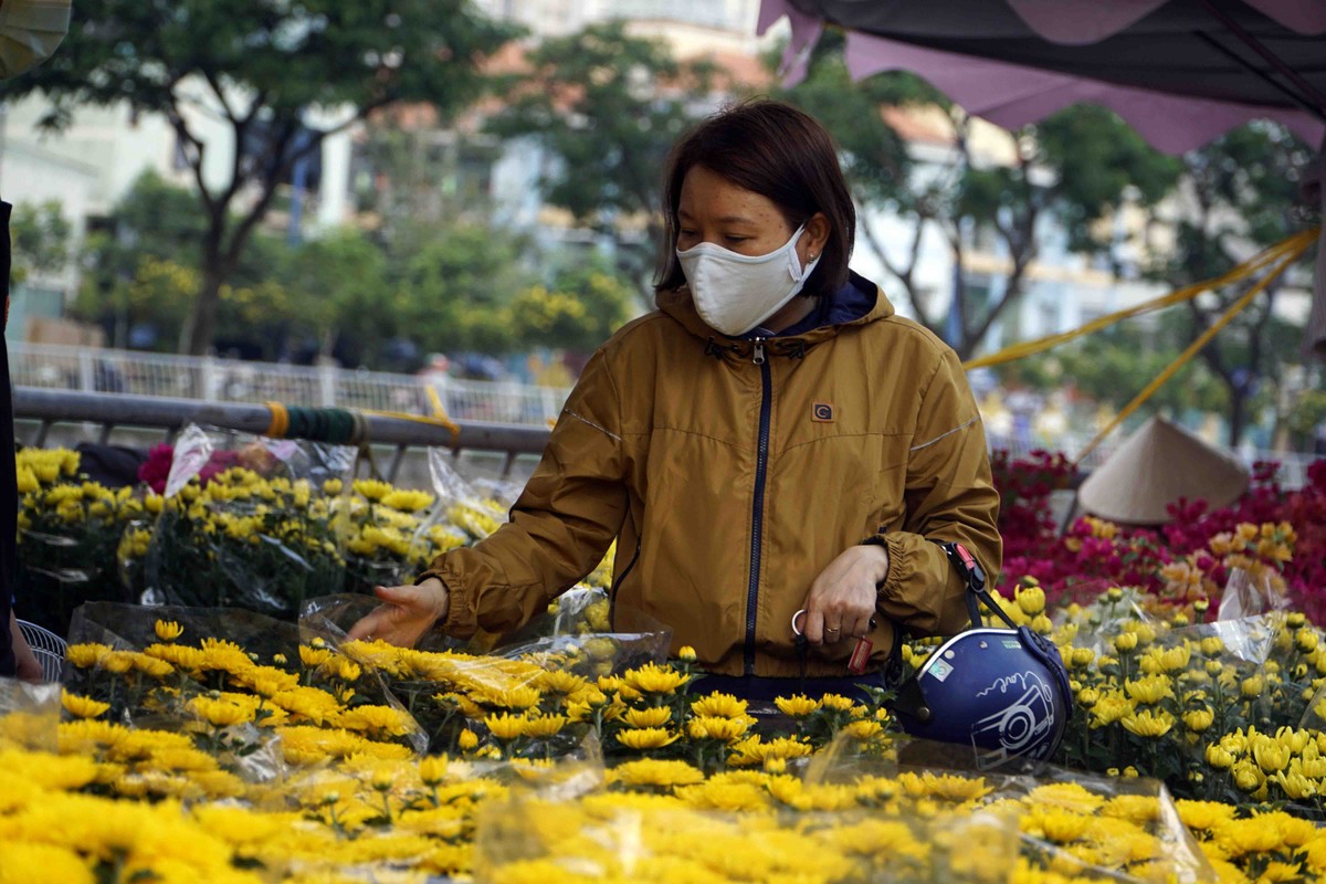 Những chậu cúc vàng rực rỡ cũng nhanh chóng được chọn mua.