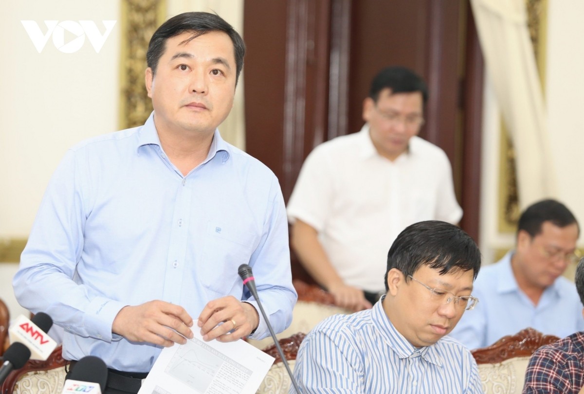 Ông Bùi Tá Hoàng Vũ - Giám đốc Sở Công Thương TP.HCM phát biểu tại cuộc họp (Ảnh: Hà Khánh)