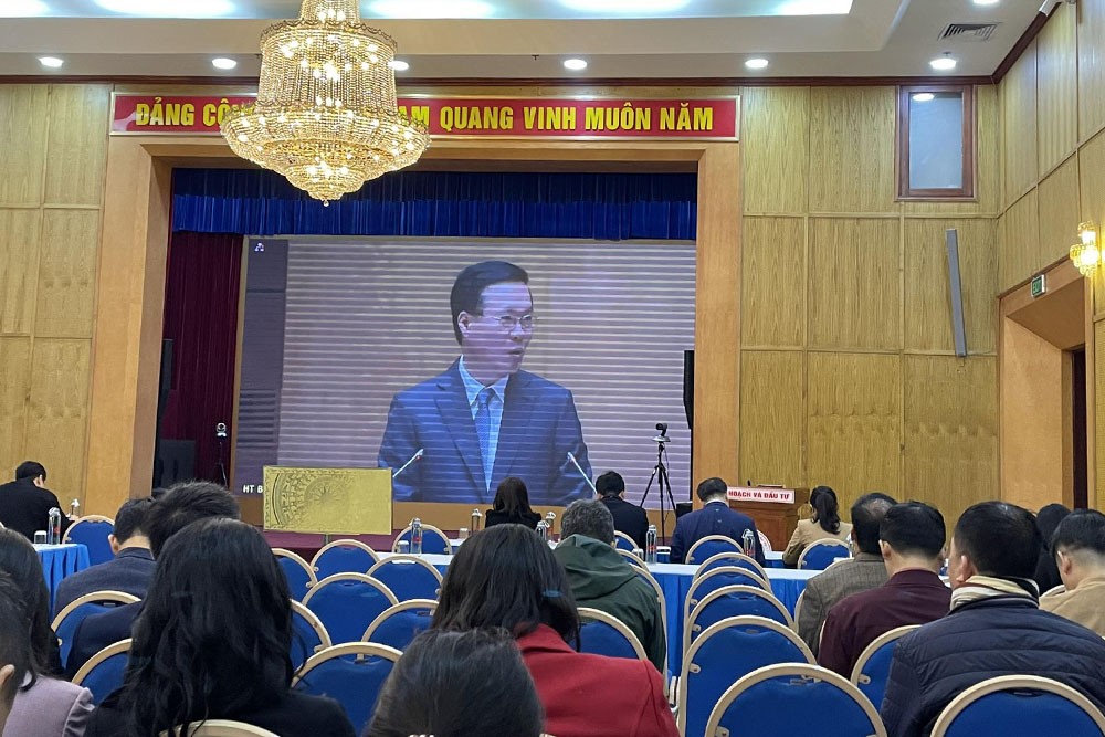 Các đại biểu tham dự tại điểm cầu Bộ Kế hoạch và Đầu tư