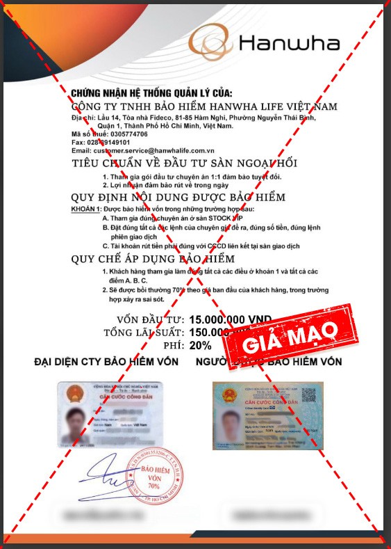 Hanwha Life Việt Nam cảnh báo thủ đoạn mạo danh Công ty để lừa đảo