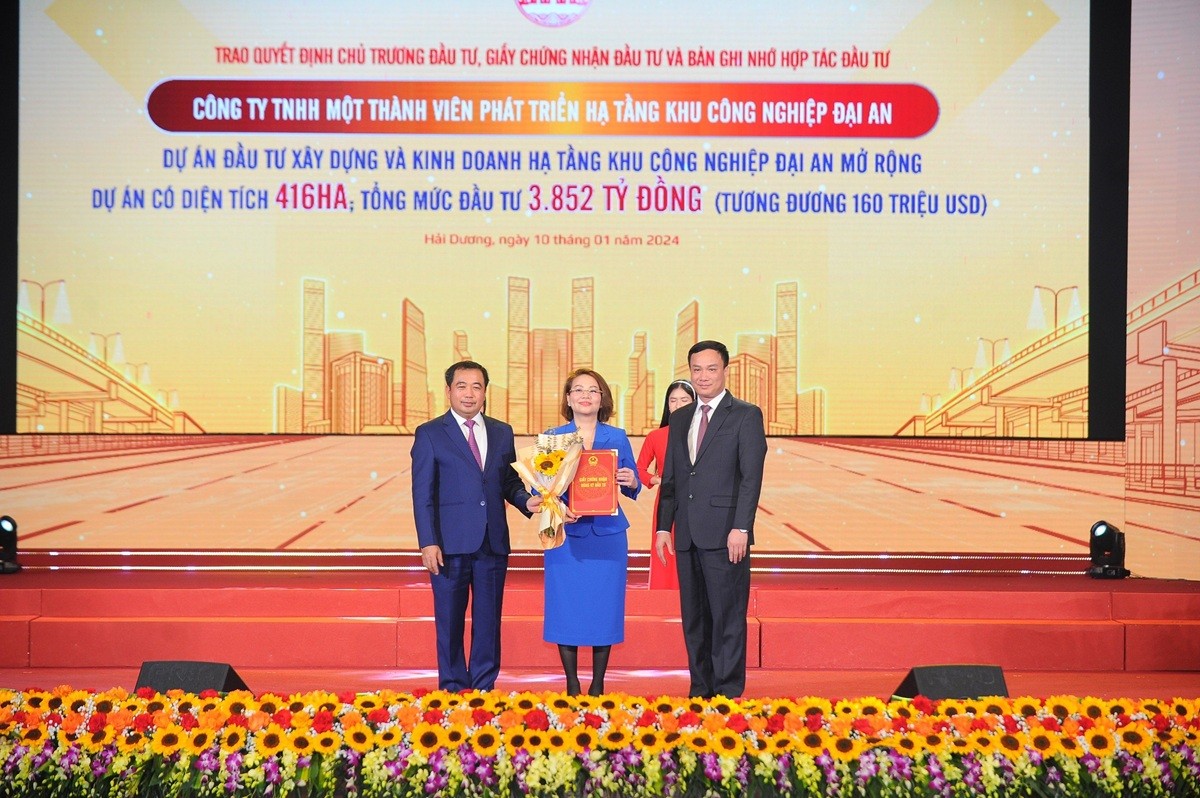 Dự án đầu tư xây dựng và kinh doanh hạ tầng khu công nghiệp Đại An mở rộng, diện tích 416 ha, tổng mức đầu tư 160 triệu USD do Công ty TNHH MTV Phát triển hạ tầng Khu công nghiệp Đại An làm chủ đầu tư.