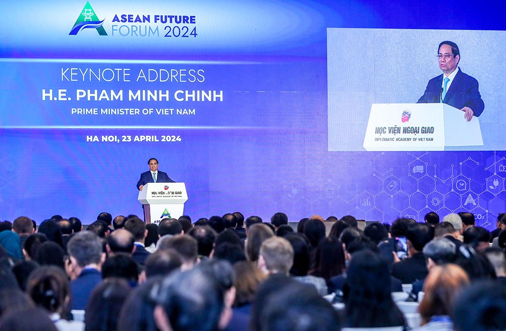Thủ tướng Phạm Minh Chính phát biểu khai mạc Diễn đàn Tương lai ASEAN. (Ảnh: Đức Thanh)