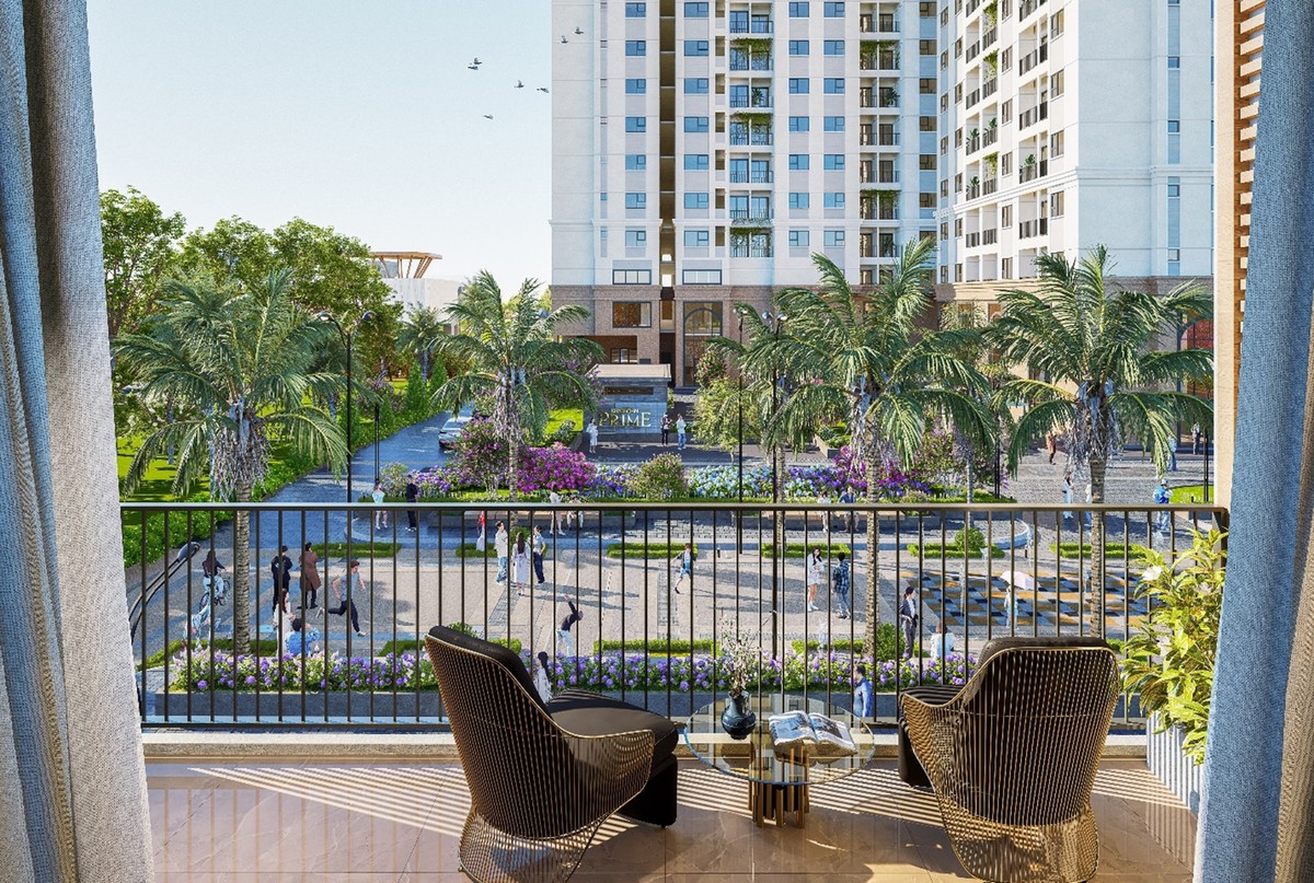 Hơn 74% diện tích bên trong dự án Khải Hoàn Prime dùng cho mảng xanh và mặt nước, bao bọc bên ngoài là hàng chục km rừng dừa nước và sông ngòi trù phú. Ảnh phối cảnh dự án Khải Hoàn Prime.