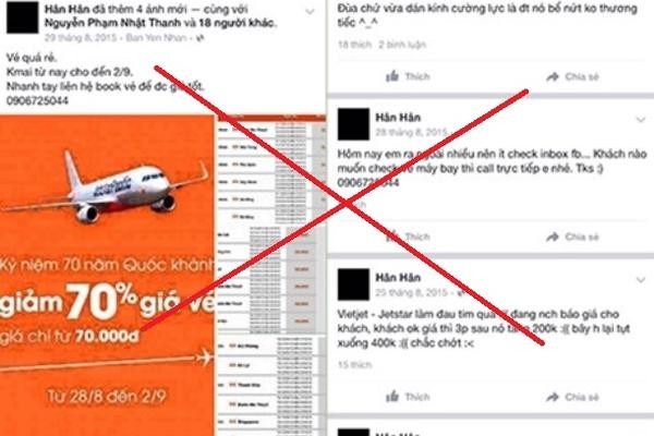 Một trang lừa đảo bán vé máy bay