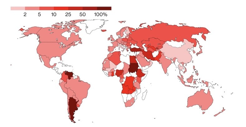 Dự báo lạm phát của các nền kinh tế trong năm 2024. Nguồn: IMF WEO, tháng 4/2024
