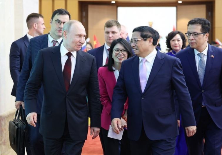 Chiều 20/6/2024, tại Trụ sở Chính phủ, Thủ tướng Phạm Minh Chính hội kiến Tổng thống Liên bang Nga Vladimir Putin thăm cấp Nhà nước tới Việt Nam. (Ảnh: Dương Giang/TTXVN)