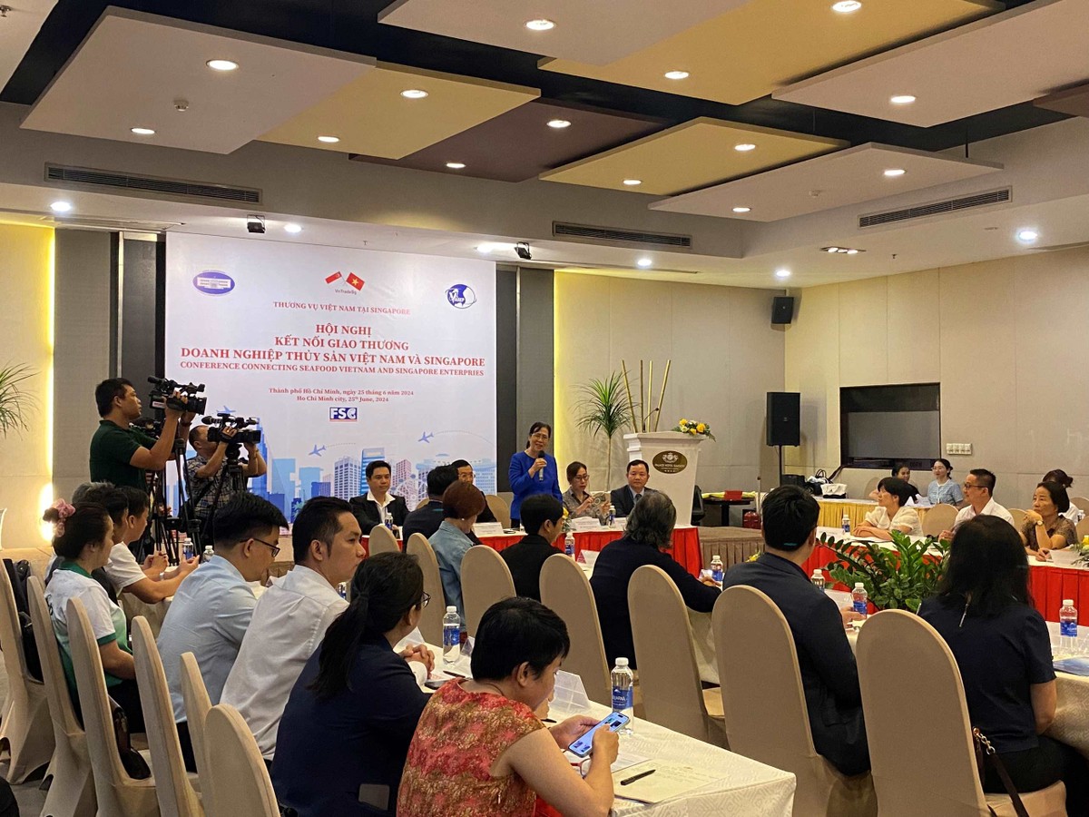 Toàn cảnh Hội nghị Kết nối giao thương doanh nghiệp thuỷ sản Việt Nam và Singapore.