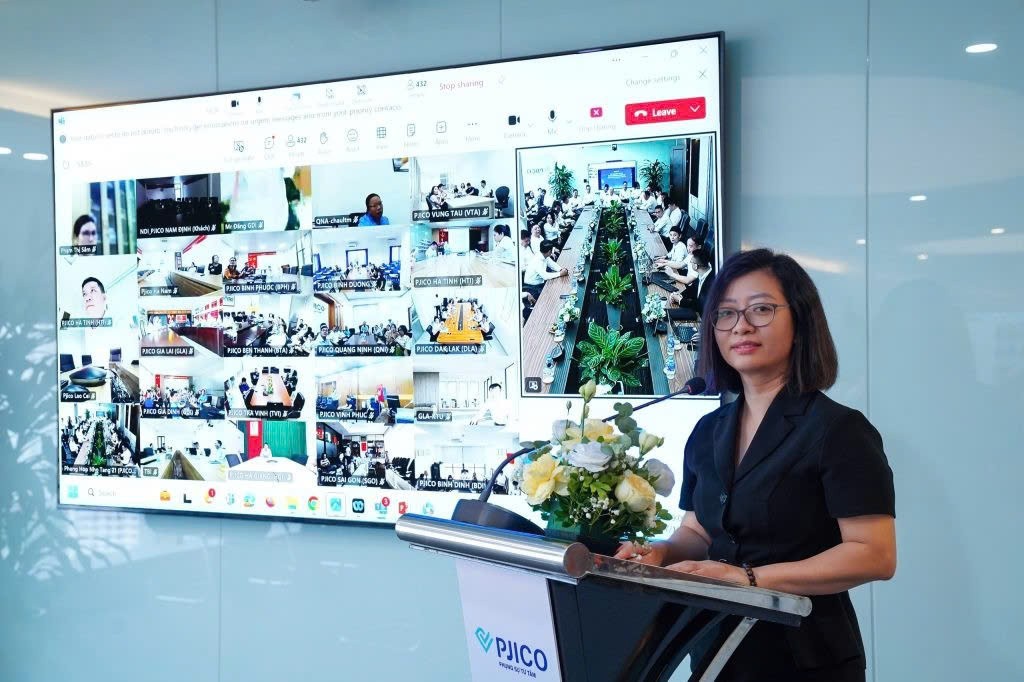 Tổng giám đốc PJICO Nguyễn Thị Hương Giang khẳng định toàn thể CBNV PJICO đoàn kết, nỗ lực chuyển đổi số thành công, đưa PJICO lên tầm cao mới.