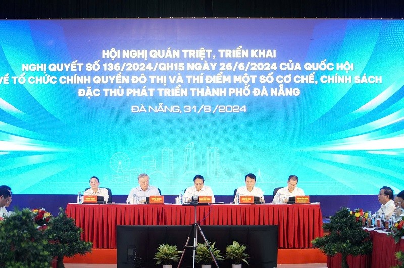 Lãnh đạo Chính phủ, Quốc hội, Bộ Công an, Thành ủy Đà Nẵng tại Hội nghị. Ảnh: H.V