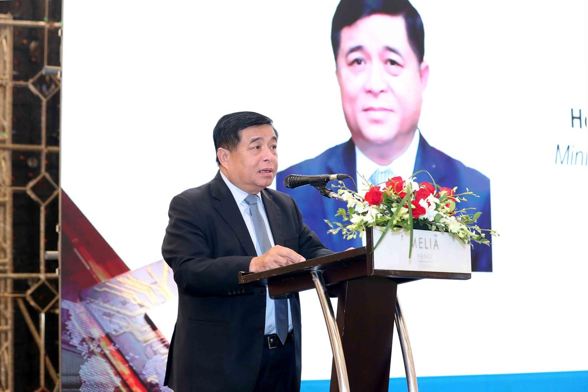 Bộ trưởng Bộ Kế hoạch và Đầu tư Nguyễn Chí Dũng phát biểu tại sự kiện. Ảnh: Đức Trung