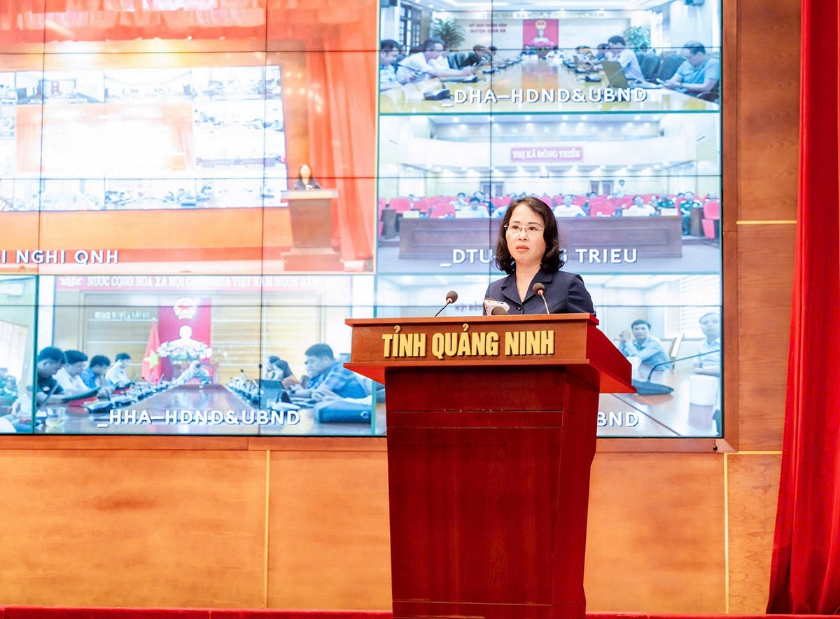 Bà Trịnh Thị Minh Thanh, Phó Bí thư Thường trực Tỉnh ủy Quảng Ninh phát biểu.