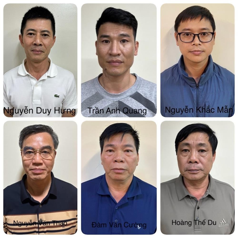 Nguyễn Duy Hưng và một số bị can trong vụ án.
