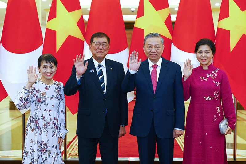 Tổng Bí thư Tô Lâm và Phu nhân cùng Thủ tướng Nhật Bản Ishiba Shigeru và Phu nhân. Ảnh: Đức Thanh