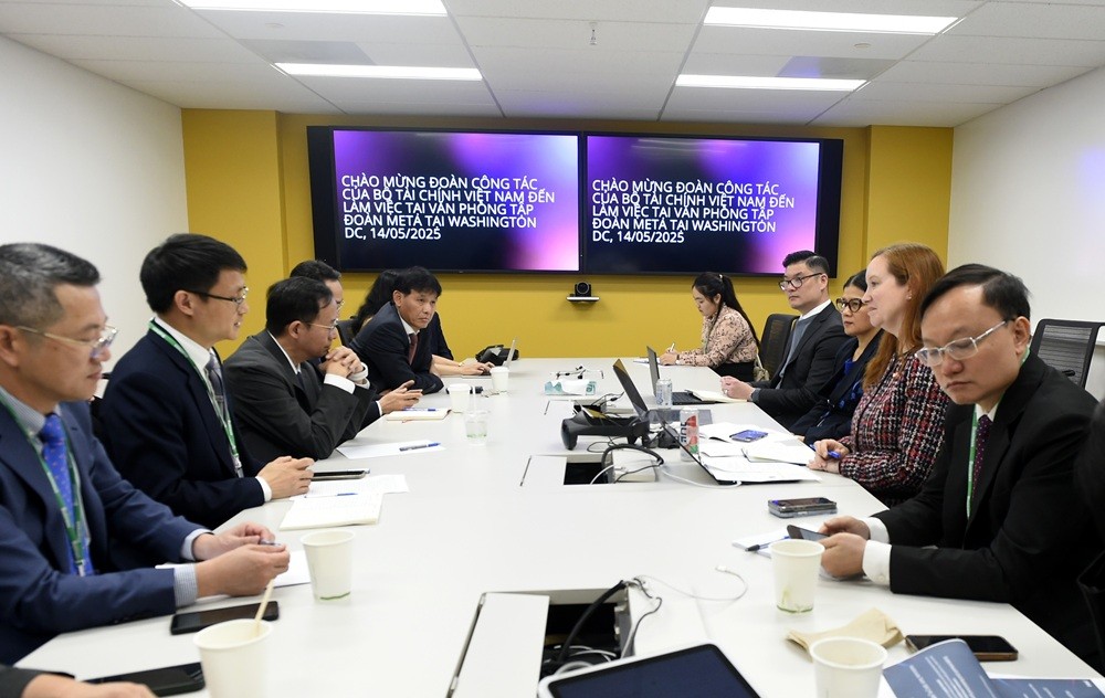 Quang cảnh buổi làm việc giữa Bộ Tài chính Việt Nam và Meta. (Ảnh: Hằng Thu)