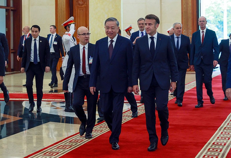 Tổng Bí thư Tô Lâm và Tổng thống Pháp Emmanuel Macron. Ảnh: Đức Thanh Tổng Bí thư Tô Lâm và Tổng thống Pháp Emmanuel Macron. Ảnh: Đức Thanh