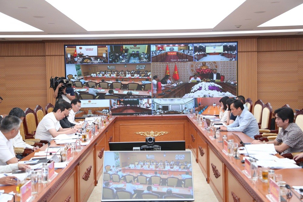 Hội nghị kết nối trực tuyến với các địa phương. (Ảnh: Đức Minh)