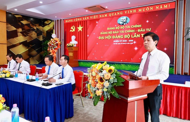 Đồng chí Phạm Văn Hoành nhấn mạnh, chủ đề của Đại hội thể hiện sự quyết tâm của Đảng bộ chúng ta để cùng Bộ Tài chính, cùng cả nước bước vào Kỷ nguyên mới.