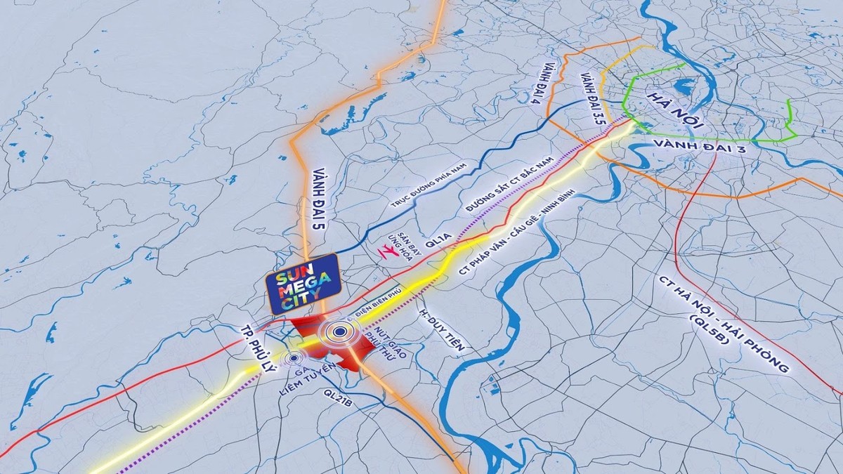 Sun Mega City là mảnh ghép chiến lược trong quy hoạch Vùng thủ đô mở rộng. (Ảnh: Sun Property) Sun Mega City là mảnh ghép chiến lược trong quy hoạch Vùng thủ đô mở rộng. (Ảnh: Sun Property)