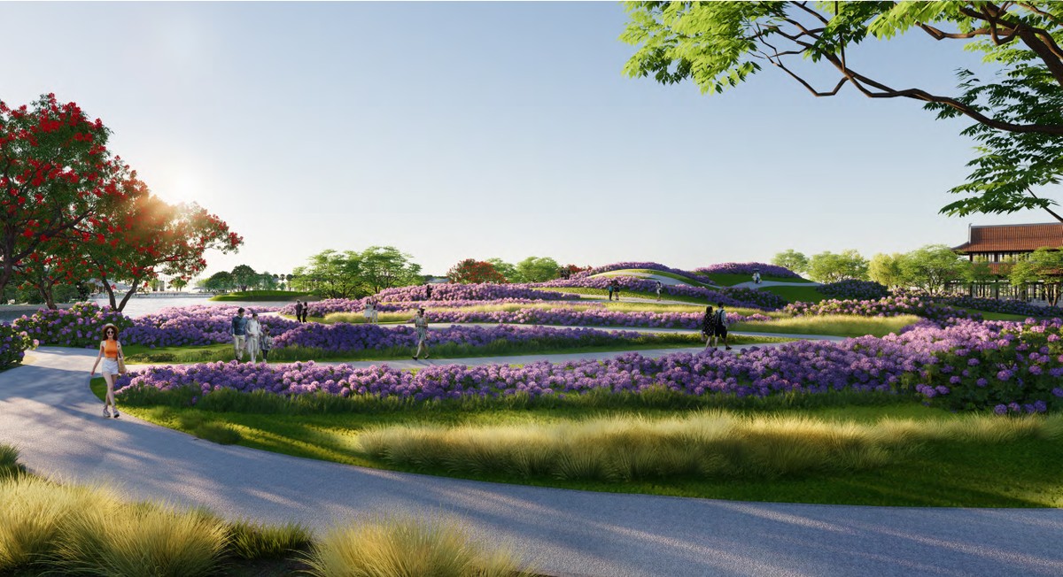 Khu đô thị cao cấp Mê Linh ưu tiên diện tích lớn cho không gian cảnh quan, cây xanh. (Ảnh minh họa: Sun Property)