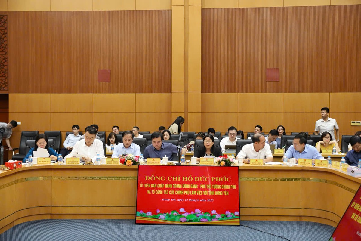 Đoàn công tác của Chính phủ làm việc với tỉnh Hưng Yên. Ảnh: Nguyễn Quỳnh