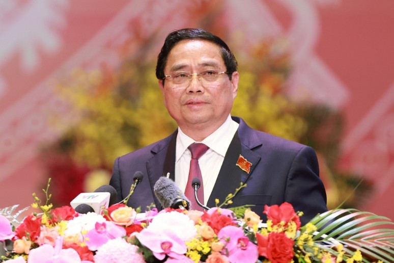 Thủ tướng Phạm Minh Chính trình bày Diễn văn tại lễ kỷ niệm - Ảnh VGP/Nhật Bắc.