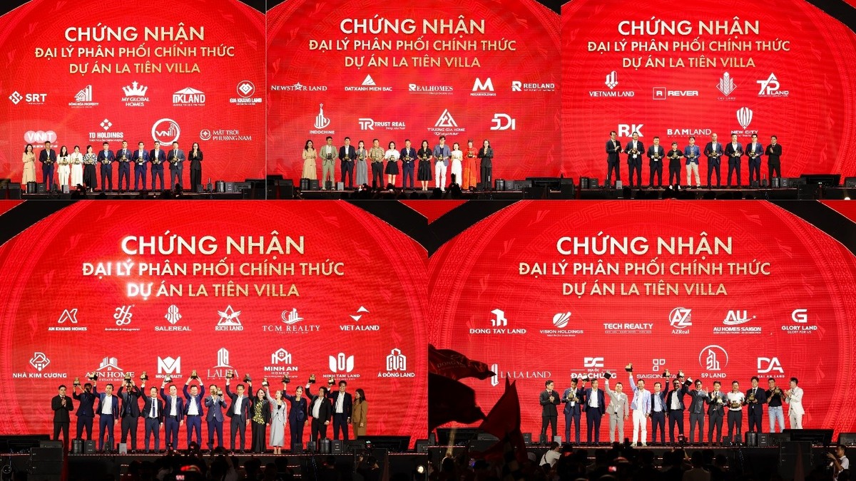 Đại diện đơn vị tư vấn chiến lược và triển khai Big Four trao chứng nhận phân phối chínhthức dự án La Tiên Villa cho gần 50 đại lý &amp; liên minh.