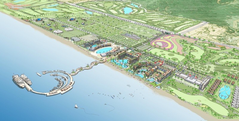 Dự án Khu dân cư Nam Đề Gi nằm trong Đồ án Phân khu 2 – Khu trung tâm đô thị du lịch biển, Khu vực phía Nam vùng đầm Đề Gi. Ảnh phối cảnh Phân khu 2.