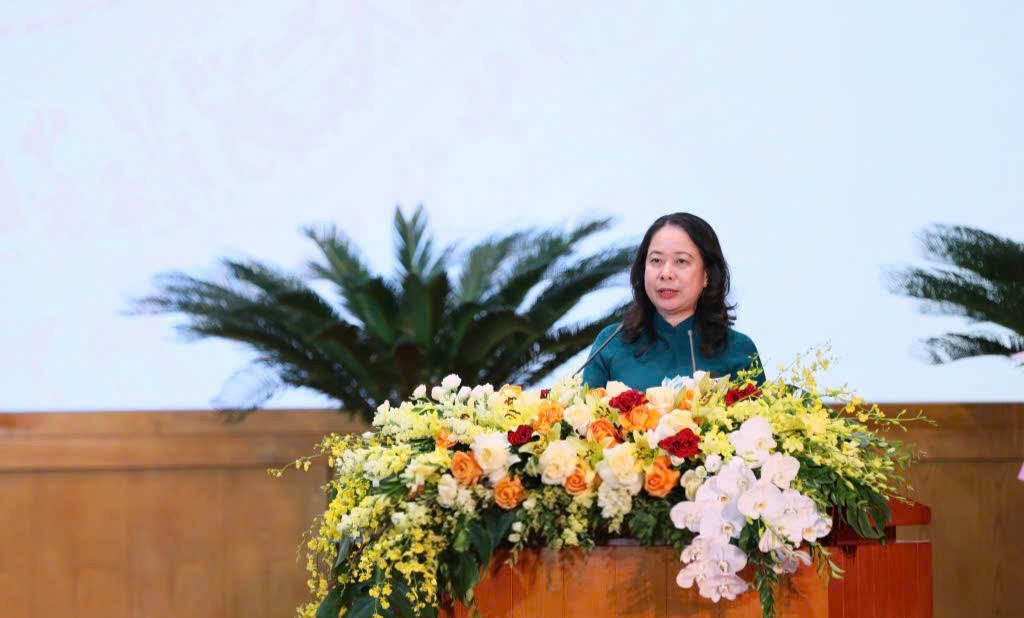 Phó Chủ tịch nước Võ Thị Ánh Xuân, Phó Chủ tịch thứ nhất Hội đồng Thi đua - Khen thưởng Trung ương, phát biểu chỉ đạo. Ảnh: QMG