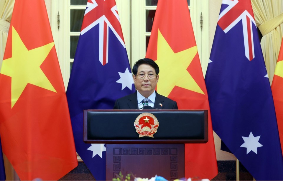 Chủ tịch nước Lương Cường phát biểu tại buổi chiêu đãi.