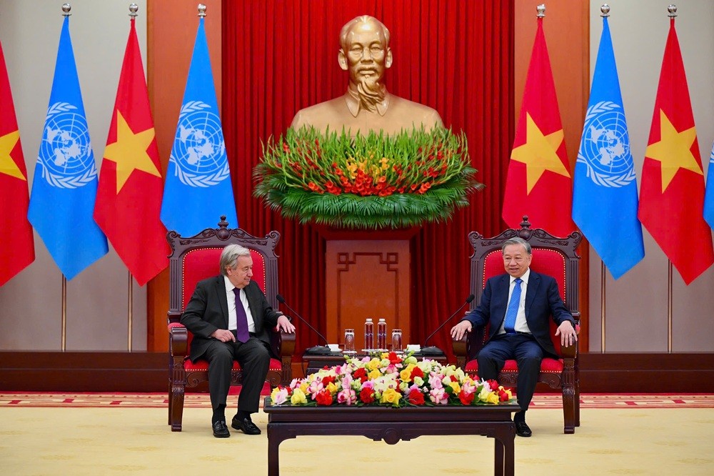 Buổi tiếp diễn ra trong bầu không khí thân tình, tin cậy, thể hiện quan hệ hợp tác ngày càng gắn bó, hiệu quả giữa Việt Nam và Liên hợp quốc.