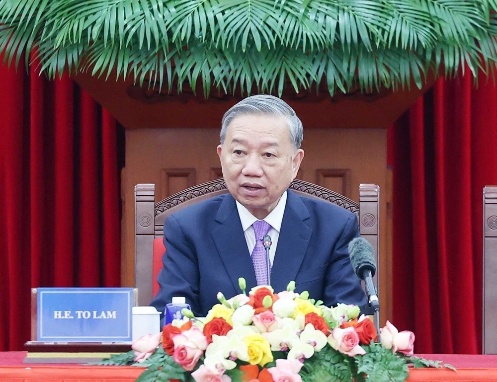 Tổng Bí thư bày tỏ tự hào khi Thành phố Hà Nội, được các thành viên Liên hợp quốc nhất trí lựa chọn là nơi mở ký Công ước. Ảnh: Thống Nhất.