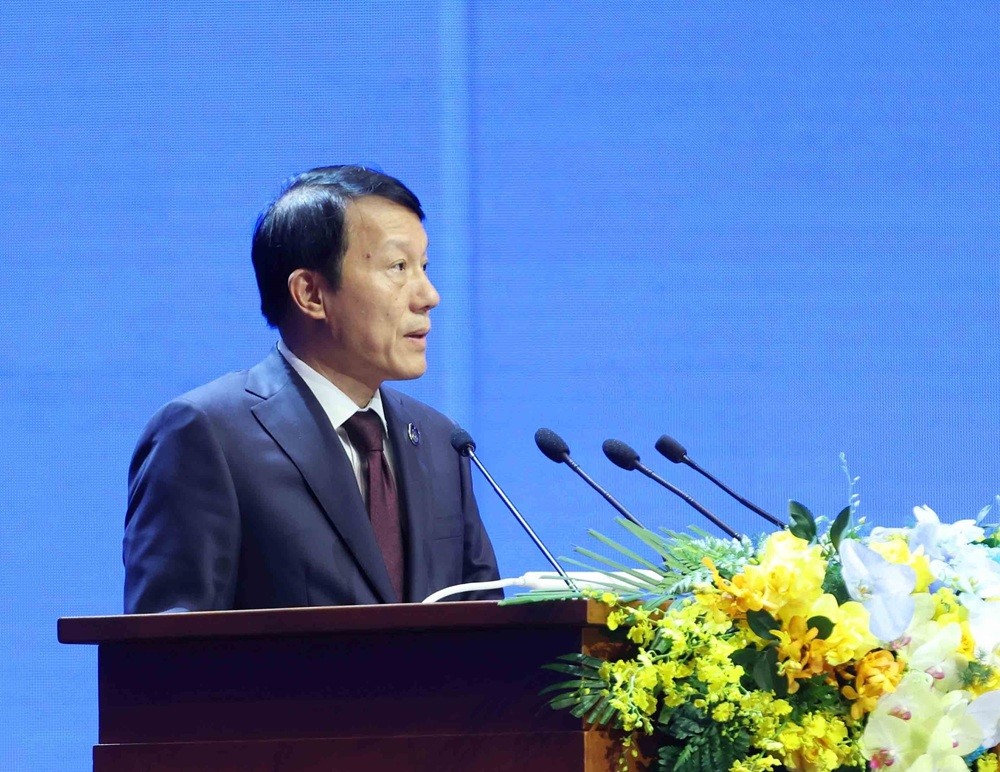 Đại tướng Lương Tam Quang, Bộ trưởng Bộ Công an phát biểu bế mạc. Ảnh: Phương Hoa - TTXVN.