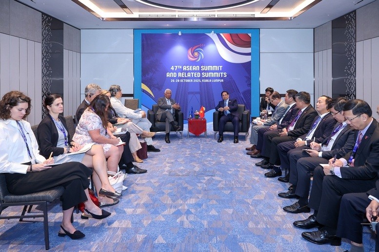 Chủ tịch Hội đồng châu Âu Antonio Costa khẳng định EU đánh giá cao vai trò, vị trí của Việt Nam, nhất là các thành tựu phát triển kinh tế - Ảnh: VGP/Nhật Bắc.